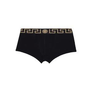25 FW 베르사체 남성 블랙 그레카 보더 박서 브리프 252404M216004