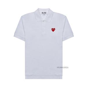[꼼데가르송] SS25 공용 레드 하트 폴로 티셔츠 AX T006 051 WHITE