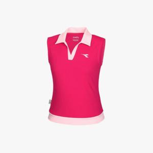 디아도라나시티 AQS D4222TSL96PKD 크로스코트 콘트라스트 카라 슬리브리스 PINK