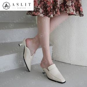 [애슬릿] 여성 스트랩 사무실 뮬 힐 블로퍼 6.3cm