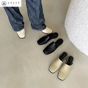 [애슬릿] 여성 스퀘어 토 굽 낮은 데일리 뮬 플로퍼