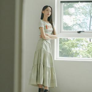 [에고이스트]레이스업 셔링 롱 스커트 (ER2WS664)