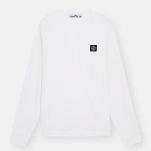24FW 스톤아일랜드 로고 패치 롱슬리브 티셔츠 화이트 811522713 A0001