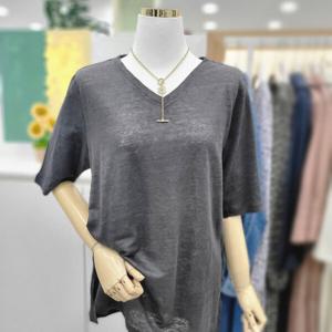 [비지트인뉴욕]린넨 반팔  브이넥 티셔츠 VA6STA2ii_US