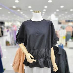 [비지트인뉴욕]라운드넥 밑단셔링 루즈핏 반팔티셔츠 VA5ST7F1_U