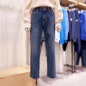 [시에로]  SJ1DPF405_루즈 배기핏 중청 기모 데님팬츠