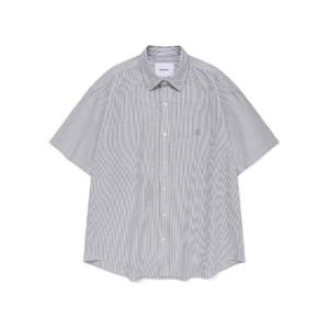 M 커버낫반팔티 CQK CO2402SS11-GR 옥스포드 스트라이프 하프 셔츠 그레이