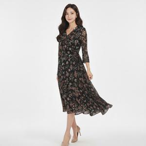 [꼼빠니아][꼼빠니아]프릴 브이넥 플라워 원피스-CF22KO9001353A