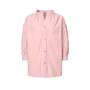 닥스 여성 25SS 핑크 로고자수 면혼방 7부소매블라우스 DLBL5B407P1