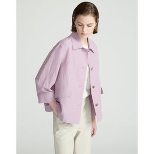 닥스 여성 25FW 퍼플 포켓배색 린넨혼방 7부소매자켓 DLJA5C701U1