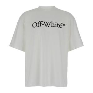 오프화이트 오버사이즈 화이트 코튼 로고 프린트 티셔츠 OMAA12