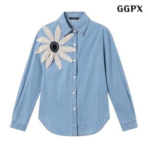 [GGPX]플라워 데님 긴팔 셔츠 (GPCBA026D)