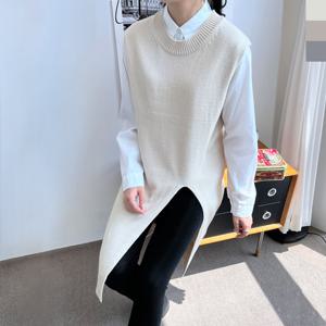 샵앤) 여성 국산 니트 조끼 트임 롱 원피스 WDM-WDR-2L-UPP 1003
