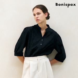 [보니스팍스(여성의류)]코튼 플라워 자수 오픈 카라 블라우스 (XP3BA034L0)
