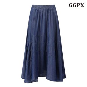 [지지피엑스]데님 허리 밴딩 플레어 스커트 (GPCWH003D)