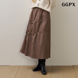 [지지피엑스]글로시 A라인 옆 스트링 롱 스커트 (GPCWH018D)