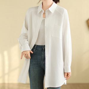 여성 2컬러 클래식 내추럴 루즈핏 롱 셔츠 LK-S003
