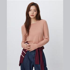 플라스틱아일랜드  (PR7KL901) BEIGE 립조직 라운드넥 니트