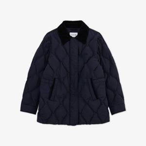 [25FW 15%쿠폰]라코스테 공식 여성 물결 퀼팅 코듀로이 카라 중힙 다운 BF535E-55N HDE