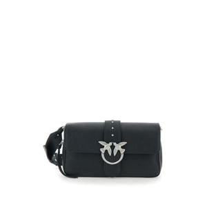 PINKO Love One Black Crossbody Bag with Love Birds Buckle and Adjustable Shoulder Strap in Leather Woman 105081A2JGZ99E