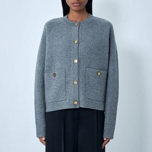 25 FW 토템 버튼 패스트닝 크루넥 캐시미어 블랜드 가디건 그레이 254 WRT4357 YA0126 074