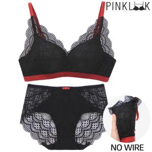 [핑크룩] 엘렌디아 노와이어 브라팬티2종세트/블랙