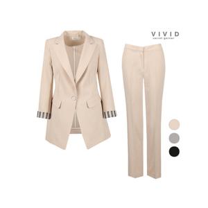 [비비드 시크릿가너]VIVID SET 여성모던소매배색 여름 정장자켓+