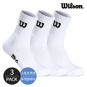 윌슨 남성 스포츠 쿠션 심플 발등메쉬 중목양말 3P_WH/BK