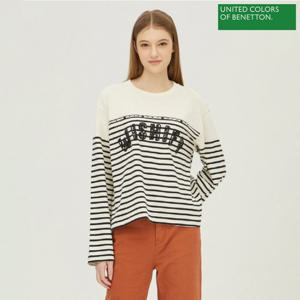 베네통 비딩 장식 스트라이프 티셔츠 BATSA2341_IV