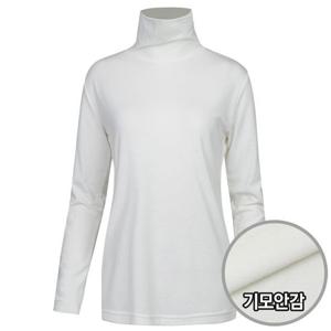 [샵앤]국산 여성 베이직 데일리 기모 스판 무지 폴라 티셔츠 DAI-WSH-0353-아이보리