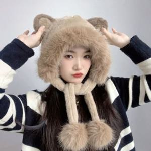 여자겨울모자 방울방울곰돌이귀달이모자겨울방한모자트래퍼햇