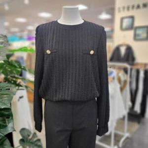 스테파니 홈플러스몰07 물결 무늬 골드 버튼 블라우스 A23TS3321