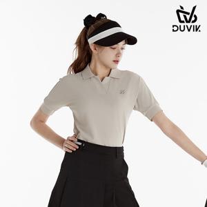 [듀빅]듀빅 여성 가오리핏 오픈카라 반팔티셔츠 DE1WTS112BG