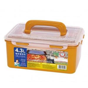 황토 밀폐용기 김치통 절임 냉장고 용기 반찬통 4.3L