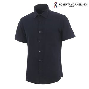 [로베르타 디 까메리노]남성용 폴리100 일반핏 블랙 반소매 셔츠 RO9-305-9