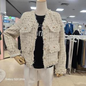 오프리미츠 HC26 가격인하 력셔리 하객 오피스  브이넥 크롭  간절기트위드 재킷남구홈플러스 B24jk2309