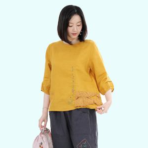 애비뉴투지 엄마옷 민들레 린넨 여름 칠부 마 블라우스 B07275