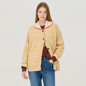 [베네통] 카라 배색 니트 가디건_BAKC58461BG