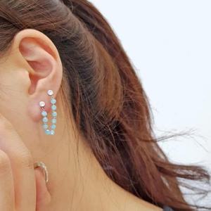 블루 비드 큐빅 써지컬스틸 체인피어싱