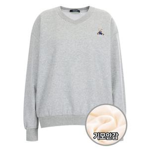 [샵앤]FW 국산 V넥 멜빵곰 방한 기모 맨투맨 티셔츠 ODA-WSH-20134-멜란지그레이