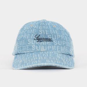 슈프림 자수로고 니들 펀치 6패널 공용 캡 FW24H83 WASHDBLUE