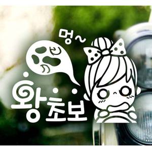 멍 왕초보 초보운전스티커-화이트