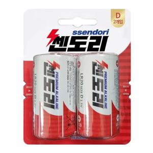 쎈도리 알카라인 건전지 D형 LR20 카드형 1.5V 2알 D형