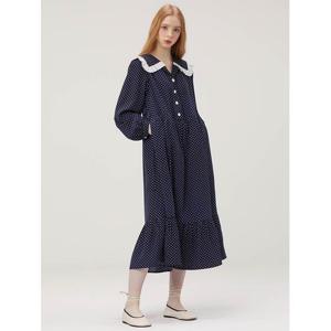 [써스데이아일랜드]도트 프릴 배색 원피스(T232MOP531W)