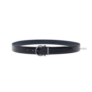 [페라가모] 남성 프리커팅 간치니 로고 벨트 67 0302 NERO BLUE MARINE 0767704