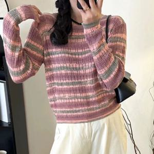 무지개 배색 긴팔니트_BJ1LK027