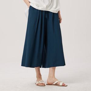 [보니스팍스] (본사직영)린넨 밴딩 8부 와이드 팬츠-AC28SL230