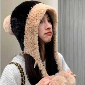겨울 따뜻한 귀여운 부드러운 투톤컬러 방울 털모자