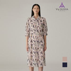 [비비올리비아] 풀오픈 셔츠형 패턴 원피스_VVCOAXM4171