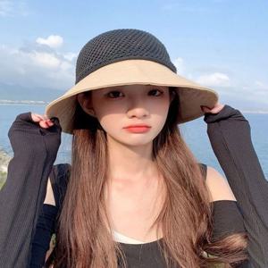 바캉스모자 여성 여름모자 리본 메쉬짜임 비치 버킷햇